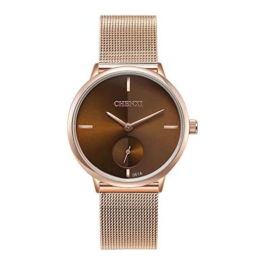 Women's Silver Stainless Steel Woven Mesh Strap Wrist Watch Simple Design Analog Display Quartz Watch