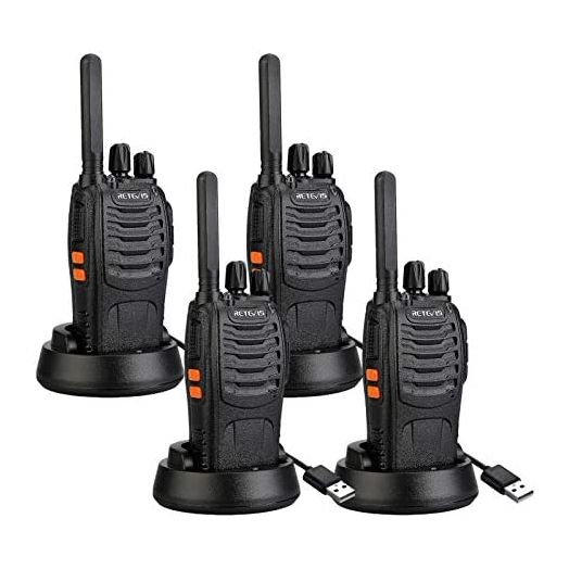 Retevis H-777 2 Way Radio Long Range, Radios Walkie Talkies, Rechargeable USB, License-Free, LED Flashlight, Emergency Alarm(4 Pack)