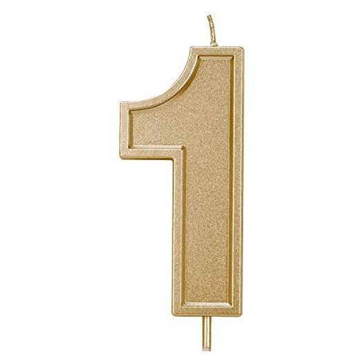 LUTER 3.94 Inches Oversized Birthday Candles Gold Glitter Birthday Cake Candles Number Candles Cake Topper