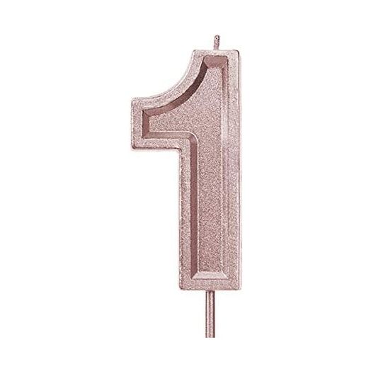 LUTER 2.76 Inches Large Rose Gold Glitter Birthday Candles Birthday Cake Candles Number Candles Cake Topper