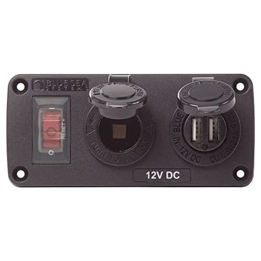 Blue Sea Systems 4363 Panel Acc H2O USB & SCKT Black
