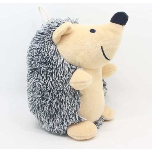 Durable Cute Pet Toys Plush Hedgehog Dog Toy Giggler Squeak Chew Toy Molar Teeth Cleaning Stuffed Doll Squeaky Pet Toys Biting Training Playing Toys for Small Medium Dogs Puppy