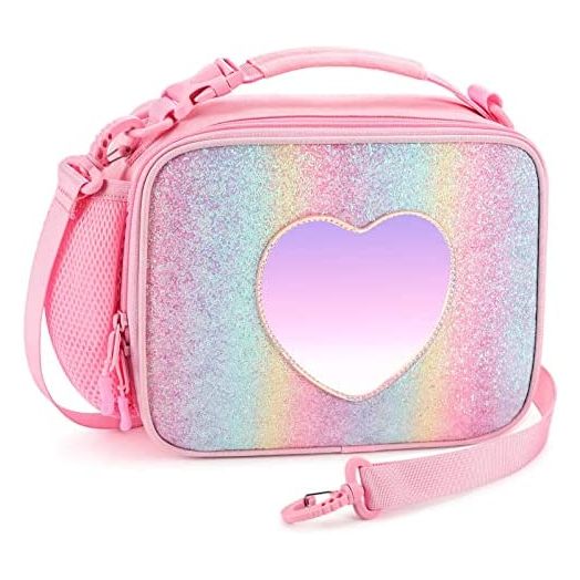 mibasies Triple Insulated Lunch Box for Girls Kids Rainbow Bag with External Bottle Holder