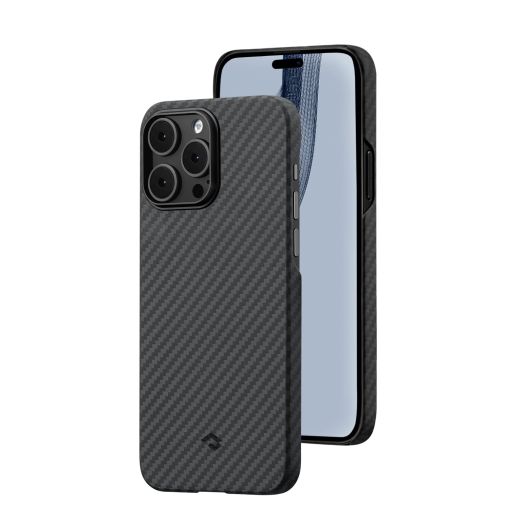 pitaka for iPhone 14 Pro Case, Slim iPhone 14 Pro Case 6.1-inch with a Case-Less Touch Feeling, 1500D Aramid Fiber Made [MagEZ Case 3 - Black/Grey(Twill)]