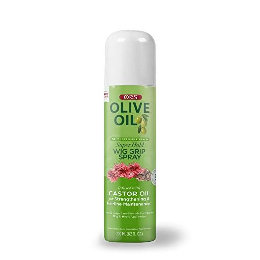 ORS Olive Oil FIX-IT Super Hold Wig Grip Spray Infused with Castor Oil for Strengthening & Hairline Maintenance with Extreme Hold (6.2 oz)