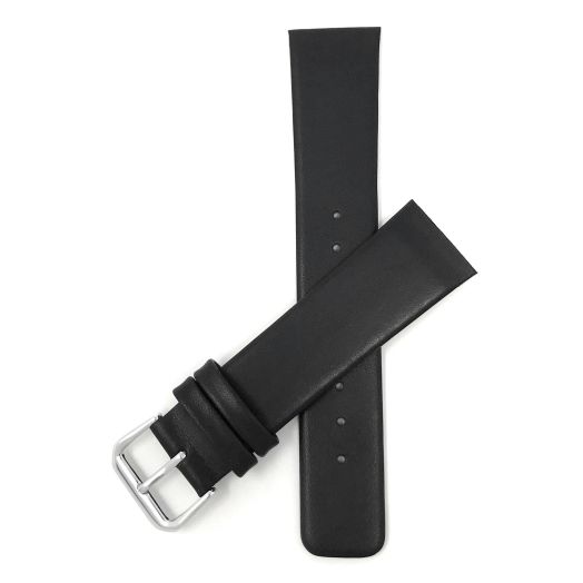 Shoptictoc Screw Fit, 22mm Mens Black Leather Replacement Watch Band Strap for Skagen Watches, Attaches with Screws