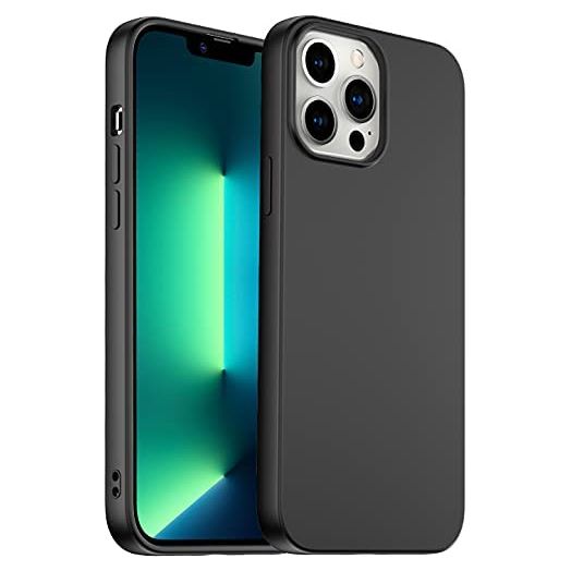 Amytor Designed for iPhone 13 Pro Max Case, Silicone Ultra Slim Shockproof Phone Case with Soft Anti-Scratch Microfiber Lining, [Enhanced Camera Protection] 6.7 inch (Black)