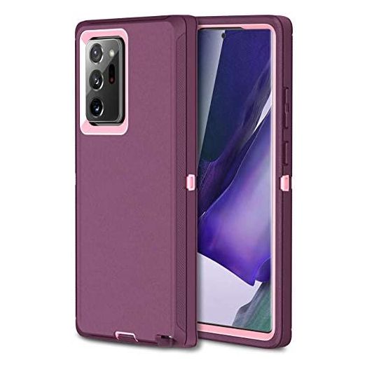 MXX Galaxy Note 20 Heavy Duty Protective Case with [3 Layers] Rugged Rubber Shockproof Protection Cover for Galaxy Note 20 (Pulm/Light Pink)
