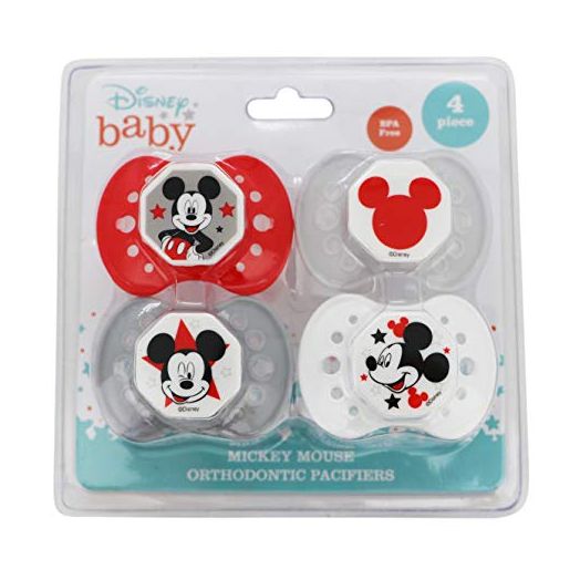 Cudlie Disney Mickey Mouse Baby Boy 4 Pack of Pacifier, Winkin Mickey