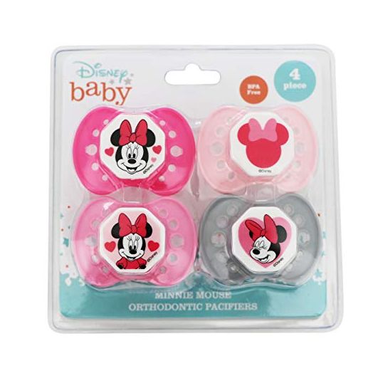 Cudlie Disney Minnie Mouse Baby Girl 4 Pack of Pacifier, Blushing Minnie
