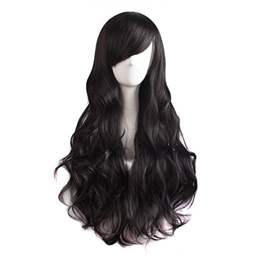 MapofBeauty 28 Inch/70 cm Charming Women's Long Curly Full Hair Wig (Black)