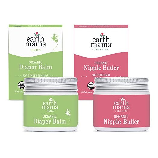 Earth Mama 2-Piece Gift Set, Organic Diaper Balm and Organic Nipple Butter Breastfeeding Cream