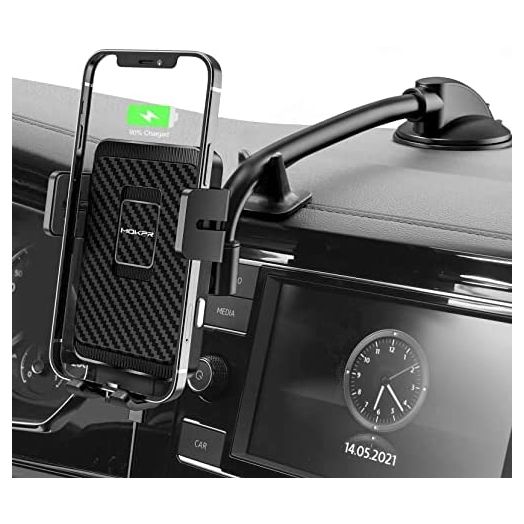 Wireless Car Charger, MOKPR 15W Fast Charging Car Mount Auto-Clamping Car Charger, Dashboard Windshield Phone Holder Compatible with iPhone 13/13 Pro/12 pro/12/11/X/8, Samsung S10/S9/S8/Note10/Note9