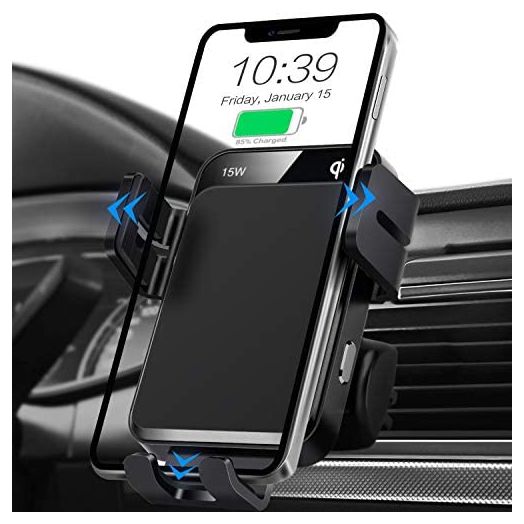 Wireless Car Charger, MOKPR Auto-Clamping Car Mount 15W/10W/7.5W Fast Charging Air Vent Car Phone Mount Compatible with iPhone 13/13 Pro/12 Pro Max/12 pro/12/11/10/8 Series, Samsung Galaxy Series