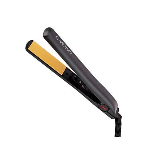 CHI Original Ceramic Hair Straightening Flat Iron | 1" Plates | Black | Professional Salon Model Hair Straightener | Includes Heat Protection Pad