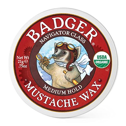 Badger, Mustache Wax, Medium Hold, Certified Organic, Styling Facial Hair Wax, Moustache Wax, 0.75 oz