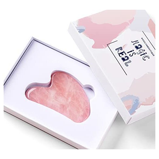 Gua Sha Facial Tools Healing Crystal - Self Care Gifts for Women Skin Care Tools Natural Massager for Skincare Face Body Relieve Muscle Tensions Reduce Puffiness (Rose Quartz)