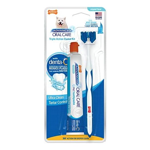 Nylabone Advanced Oral Care Triple Action Dog Dental Kit Adult Dog Original 2 Count