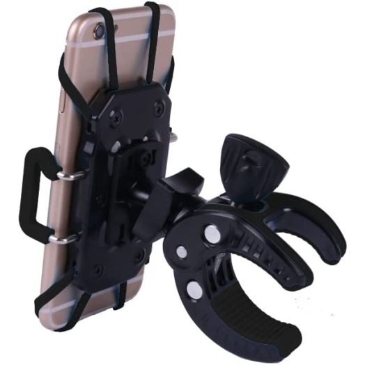 XYZ Boat Supplies® Cell Phone Mount/Holder for Motorcycle/Bike Handlebars/Boat, iPhone, Samsung, Smart Phone, (Black)