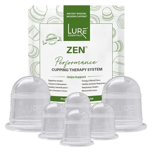 LURE Essentials Zen Cupping Therapy Set, 6 Massage Cups for Cellulite, Fascia