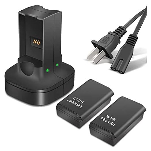 2 Pack Rechargeable Battery with Dual Charging Station Dock for Xbox 360 Controller