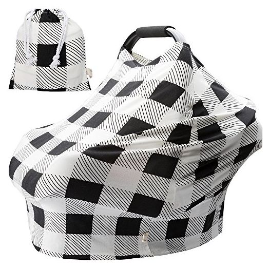 Nursing Covers for Newborns Baby Car Seat Covers for Baby Girls and Boys Gifts Black and White Grid Check Pattern Baby Gift
