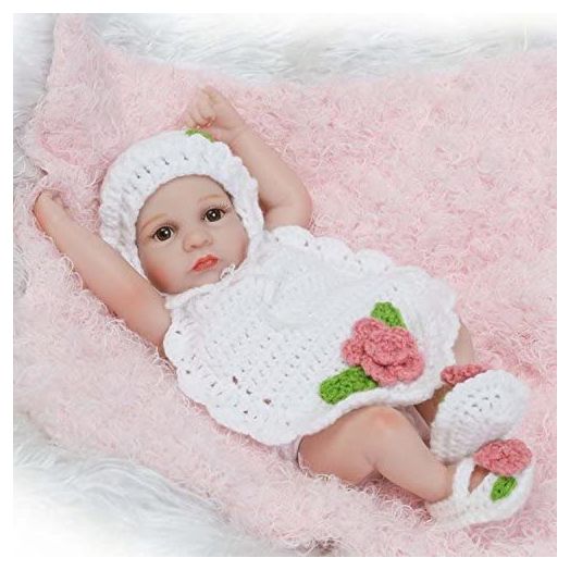 TERABITHIA 10inch Mini Cute Lifelike Silicone Vinyl Full Body Reborn Baby Dolls Washable for Girl
