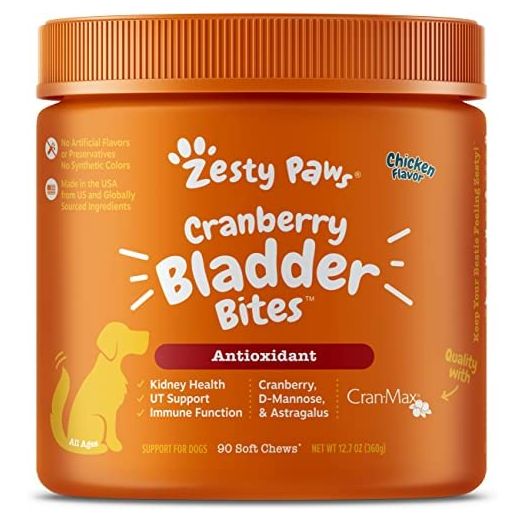 Zesty Paws Cranberry for Dogs - UT Incontinence Support + Immune Health Dog Antioxidant - Urinary Tract UTI & Kidney + Bladder Support - D-Mannose + Organic Marshmallow & Licorice - 90 Chew Treats