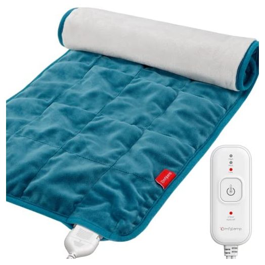 Comfytemp Full Weighted Heating Pad for Back Pain & Cramps Relief, 2.2lb Large Electric Heating Pad for Neck and Shoulders, Moist & Dry Heat Therapy with Auto Shut Off, Stay On, 12x24", Washable