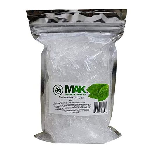 Menthol Crystals 100% Pure Organic Natural Spa Quality in 8OZ Resealable Bag