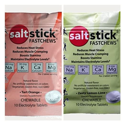 SaltStick FASTCHEWS® Resealable, Variety of Tart Orange & Zesty Lemon-Lime (4 Pack)