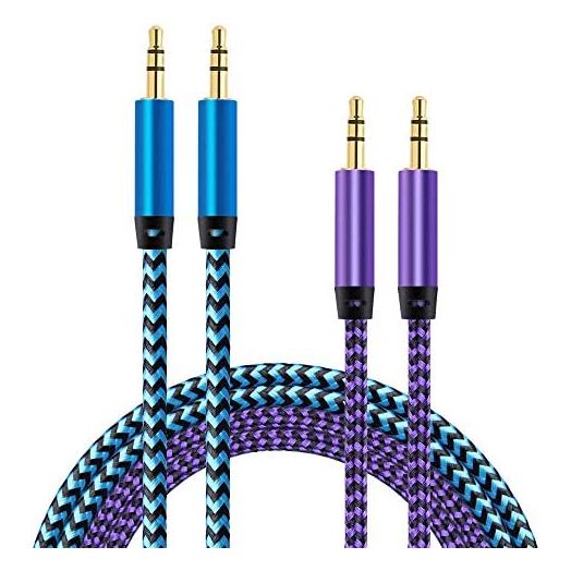 AUX Cord for Car, AILKIN 2 Pack 3.5mm Auxiliary Audio Cable, Braided Stereo AUX Chords Compatible Headphone Car, iPhone, iPod, iPad, Samsung Galaxy, HTC, LG, Google Pixel, Tablet & More-5Feet/1.5M