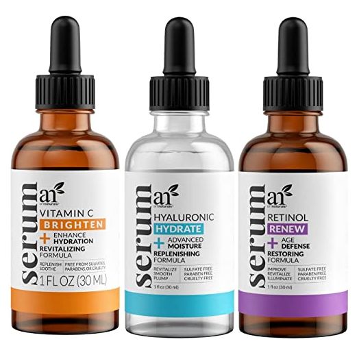 artnaturals Anti Aging Vitamin C Serum for Face, Facial Skin Care Products 3 pack, Hyaluronic Acid and Retinol Serum (3 x 1 Fl Oz / 30ml), Anti Wrinkle and Dark Circle Remover