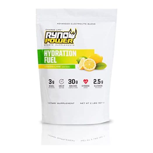 Ryno Power Hydration Fuel - Advanced Electrolyte Formula + BCAA's - Gluten Free - Sustained Energy and Muscle Recovery - (Lemon Lime)