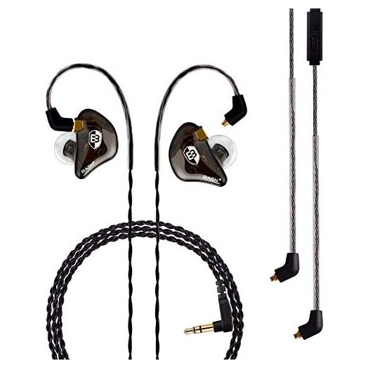 BASN Professional in Ear Monitor Headphones for Singers Drummers Musicians with MMCX Connector IEM Earphones (Pro Clear Brown)