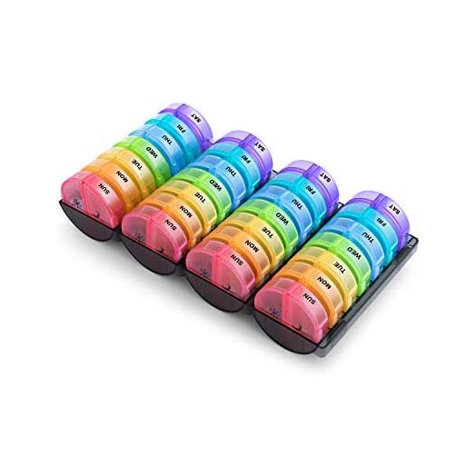 Monthly Pill Organizer 2 Times A Day, Barhon Extra Large Month Medicine Organizer, Daily Pill Box Organizer 28 Days for Vitamin Fish Oil Supplements (Rainbow)