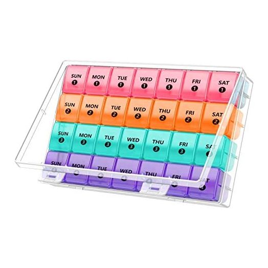Monthly Pill Organizer 1 Time a Day with Dust-Proof Case, DANYING Extra Large 4 Weeks Pill Box Once a Day, 28 Days Pill Container 1 Per Day, Weekly Vitamin Case, Daily Medicine Organizer XL