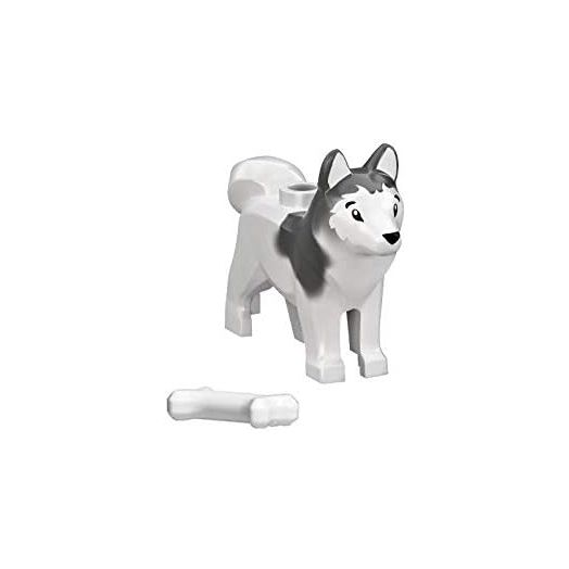 LEGO Animal Minifigure Husky Arctic Sled Dog with Bone (Aprox. 1" inch Size)