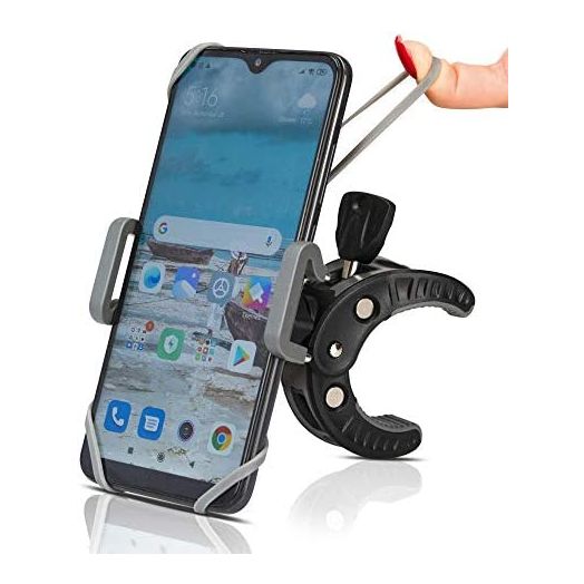 Stroller Phone Holder, Shopping Cart Phone Holder, Golf Cart Phone Holder, Bike Phone Mount, for Motorcycle, Scooter, ATV, Boat, Spin Bike, Bicycle Handlebar- Universal- iPhone, Cell Phone Clamp