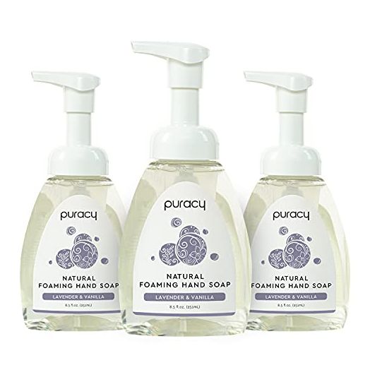 Puracy Natural Foaming Hand Soap, Antibacterial Moisturizing Hand Wash, Lavender & Vanilla, 251ml, 8.5 Ounce (Pack of 3)