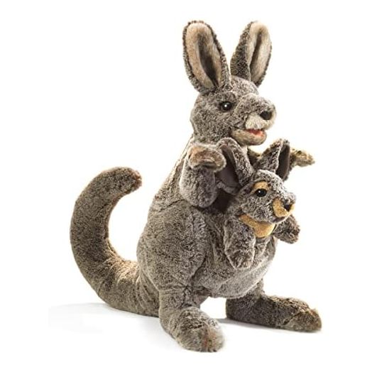 Folkmanis Kangaroo with Joey Hand Puppet, Brown