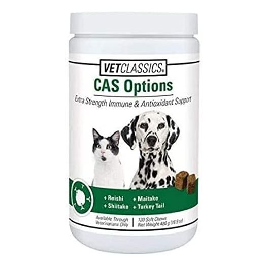 Vet Classics CAS Options Extra Strength Immune Support for Dogs, Cats – Pet Health Supplement, Dog Antioxidant Care – Extra-Strength Dog Supplement Formula – 120 Soft Chews