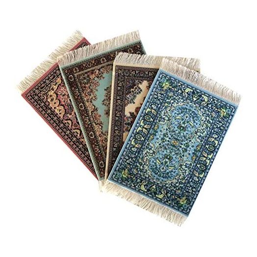 Inusitus Set of 4 Dolls House Rugs for Dollhouse Furniture - Miniature Woven Dollhouse Carpet (Various Flower Patterns)