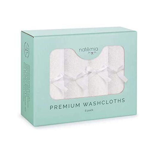 Natemia Baby Washcloths – Extra Soft Baby Bath Towels (6-Pack) Size 10”x 10” – Reusable Wipes – Rayon from Bamboo Baby Towels - Perfect Baby Shower Present
