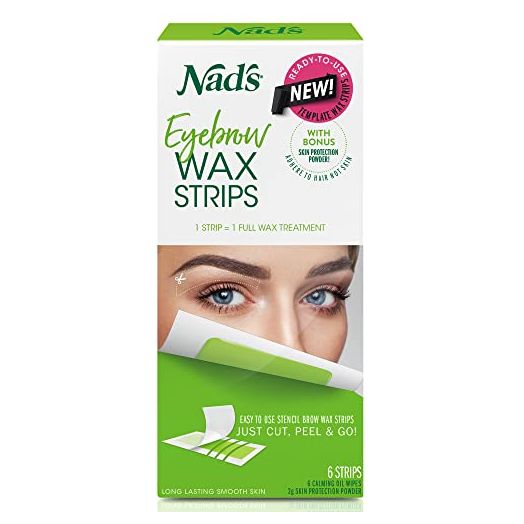Nad's Eyebrow Wax Strips, Facial Hair Removal for Women, Eyebrow Wax Kit with 6 Eyebrow Waxing Strips