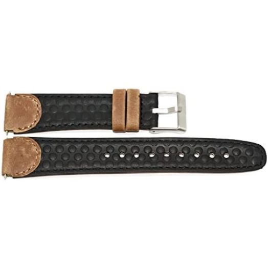 19MM Brown/Black Pebbled Distressed Leather Watch Band FITS TIMEX Expedition