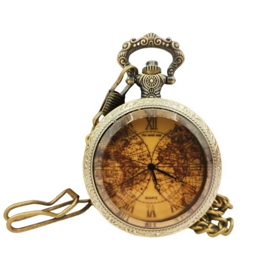 Tea Colored Glass Double Earth Pattern Pocket Watch, Unisex Casual Quartz Retro Pocket Watch, Christmas, Birthday, A Thoughtful Gift for Friends and Partners.