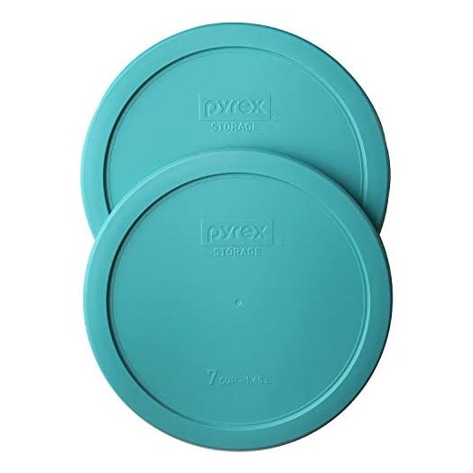 Pyrex Bundle, 2 Items: 7402-PC 7-Cup Turquoise Plastic Storage Lids