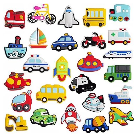 26PCS Transports Rubber Fridge Magnets for Kids- Aircraft, Boat, Vehicle, Car Refrigerator Magnet for Whiteboard - Educational Toy Tool School Prize Birthday Gift- Kids Over 6 Years