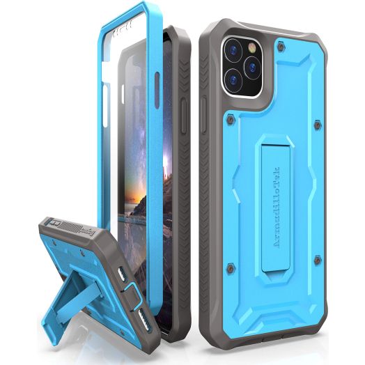 ArmadilloTek Vanguard Designed for iPhone 11 Pro Max Case (6.5 inches) Military Grade Full-Body Rugged with Kickstand and Built-in Screen Protector - Blue